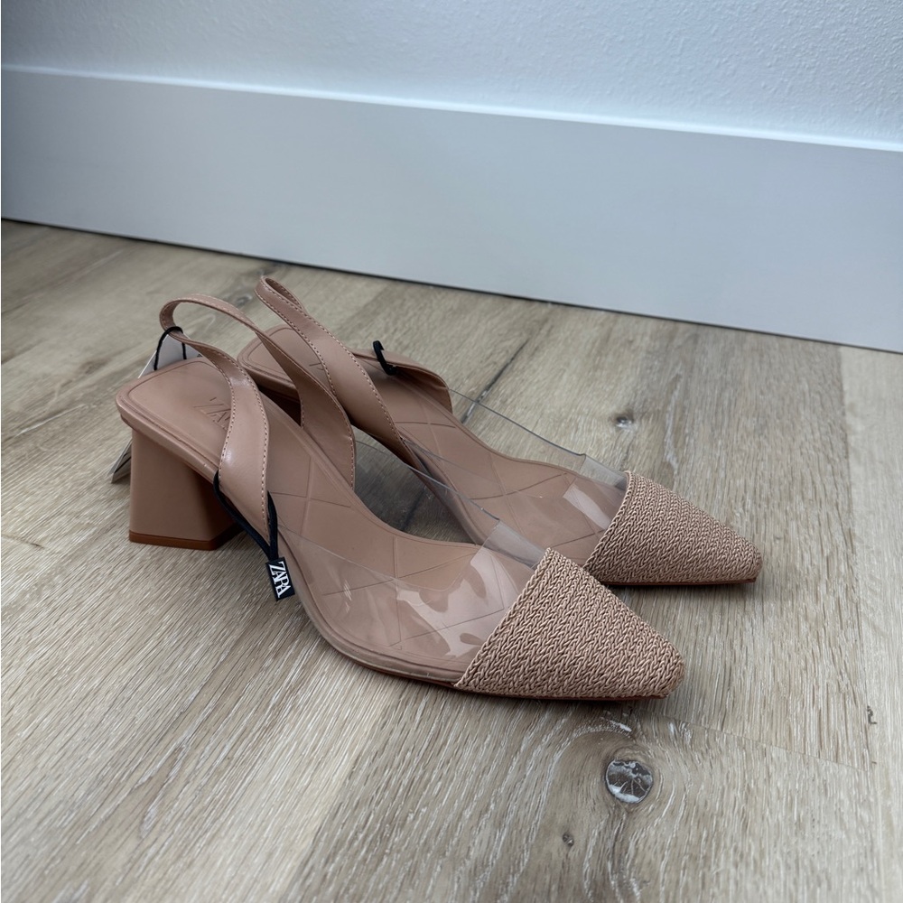 ZARA heeled slingback vinyl shoe